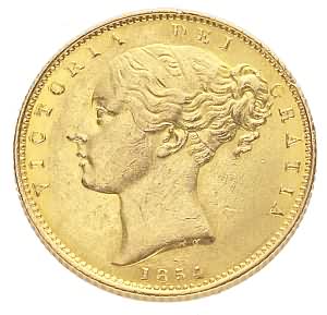 Victoria Young Head Sovereign With Shield Reverse, 1838-1887